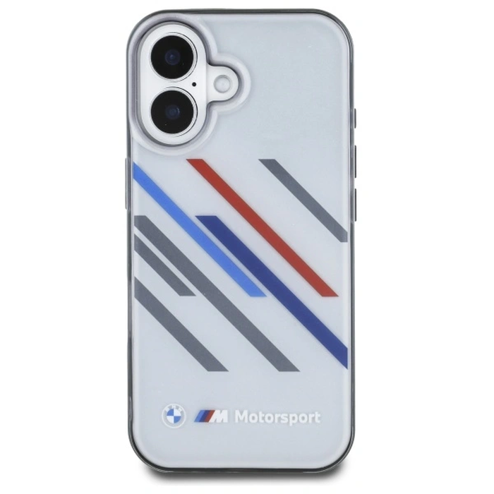 BMW BMHCP16S23HTRAG Apple iPhone 16 hardcase Motorsport IML Random Stripes grey