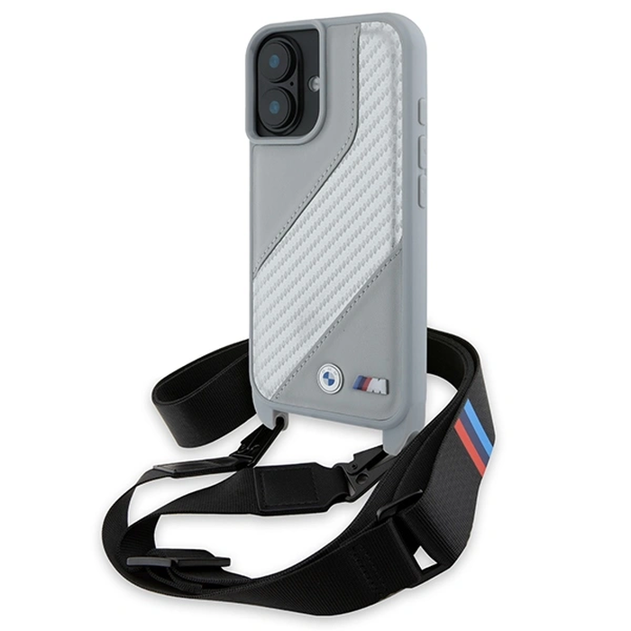 BMW BMHCP16S23PSCCG Apple iPhone 16 hardcase M Edition Carbon Stripe & Strap grey