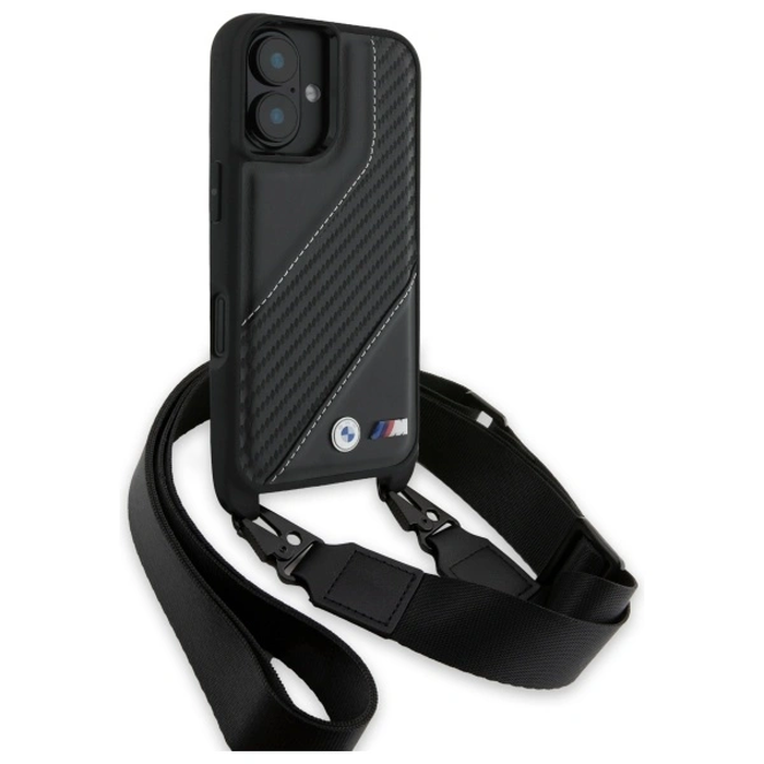 BMW BMHCP16S23PSCCK Apple iPhone 16 hardcase M Edition Carbon Stripe & Strap black
