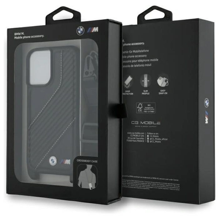 BMW BMHCP16S23PSCCK Apple iPhone 16 hardcase M Edition Carbon Stripe & Strap black