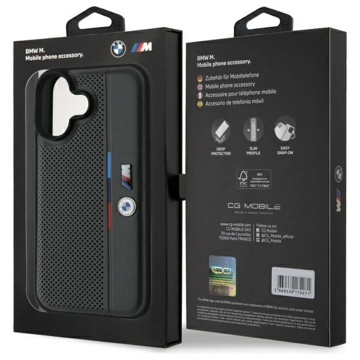 BMW BMHCP16S23PUPVA Apple iPhone 16 hardcase M Perforated Tricolor Detail Line anthracite