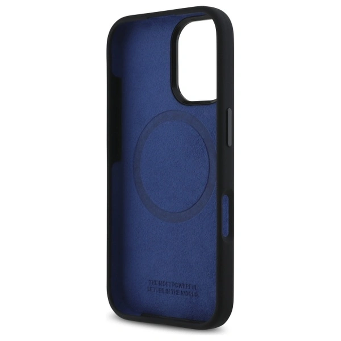 BMW BMHMP16S23SHEB Apple iPhone 16 hardcase Silicone Hexagon Blue Line MagSafe black