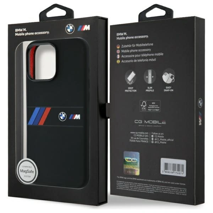 BMW BMHMP16X23SAXK Apple iPhone 16 Pro Max hardcase Silicone Middle Stripe MagSafe black