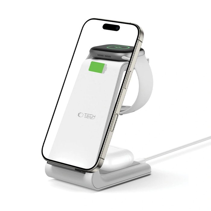 Tech-Protect QI15W-A36 3in1 Wireless Charger For Apple White