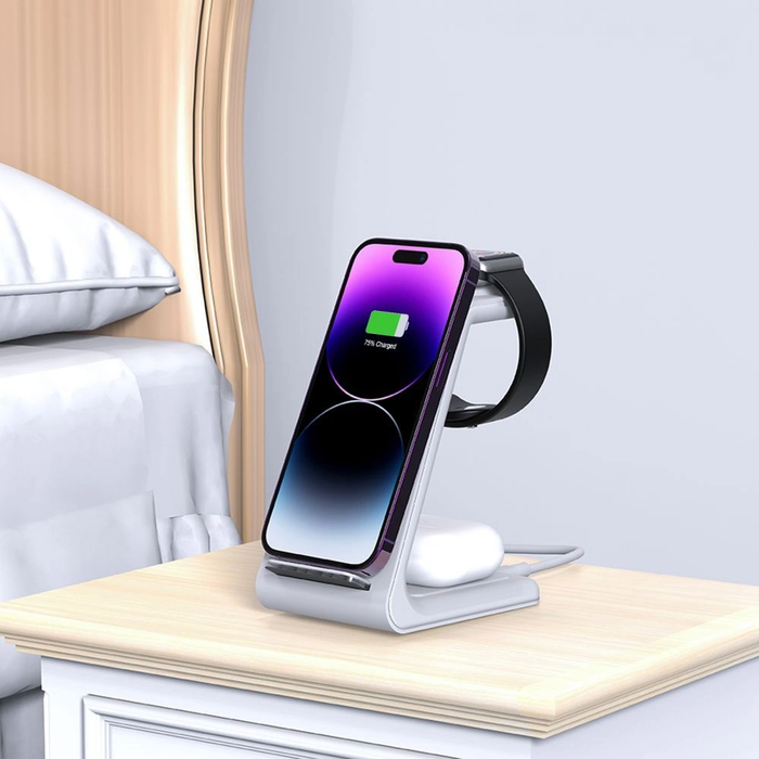 Tech-Protect QI15W-A36 3in1 Wireless Charger For Apple White