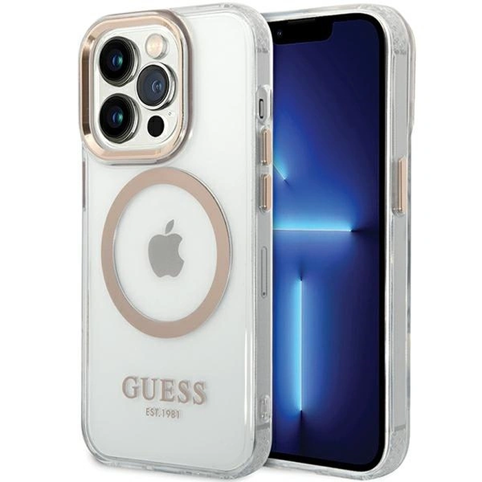 Guess GUHMP15LHTRMD Apple iPhone 15 Pro hardcase Metal Outline Magsafe gold