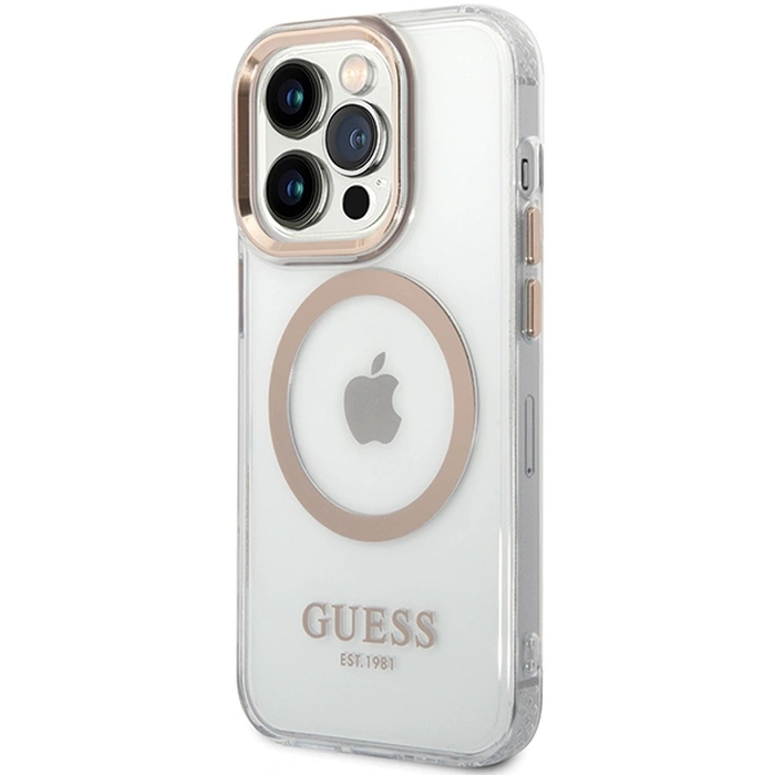 Guess GUHMP15LHTRMD Apple iPhone 15 Pro hardcase Metal Outline Magsafe gold