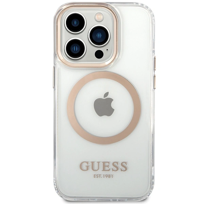 Guess GUHMP15LHTRMD Apple iPhone 15 Pro hardcase Metal Outline Magsafe gold