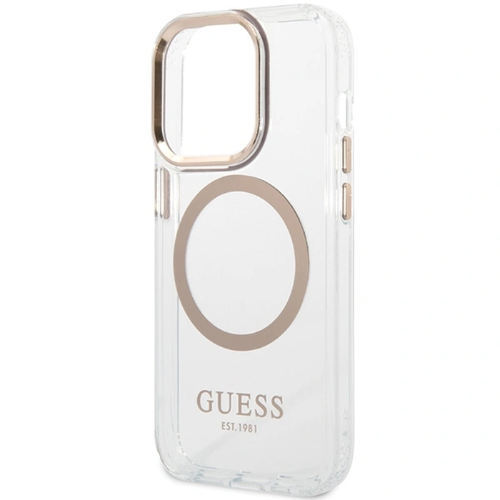 Guess GUHMP15SHTRMD Apple iPhone 15 / 14 / 13 hardcase Metal Outline Magsafe gold