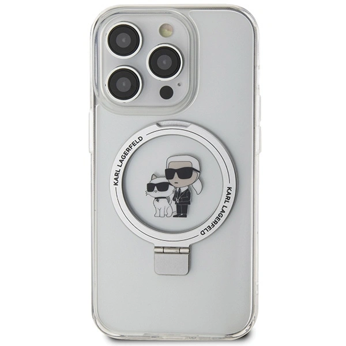Karl Lagerfeld KLHMP15LHMRSKCH Apple iPhone 15 Pro hardcase Ring Stand Karl&Choupettte MagSafe white
