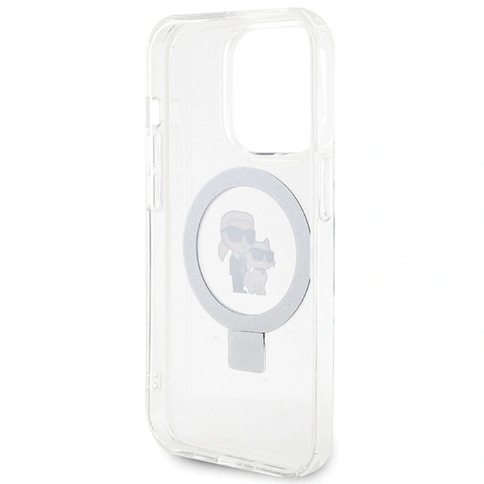Karl Lagerfeld KLHMP15LHMRSKCH Apple iPhone 15 Pro hardcase Ring Stand Karl&Choupettte MagSafe white