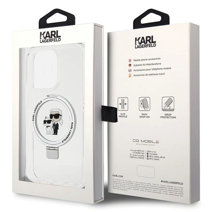 Karl Lagerfeld KLHMP15LHMRSKCH Apple iPhone 15 Pro hardcase Ring Stand Karl&Choupettte MagSafe white