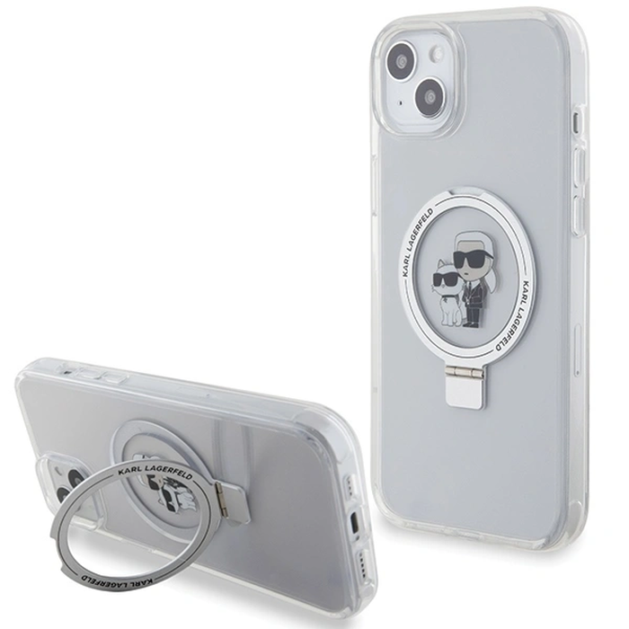 Karl Lagerfeld KLHMP15MHMRSKCH Apple iPhone 15 Plus / 14 Plus hardcase Ring Stand Karl&Choupettte MagSafe white