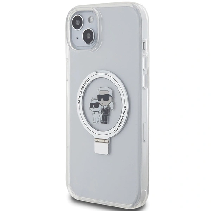 Karl Lagerfeld KLHMP15MHMRSKCH Apple iPhone 15 Plus / 14 Plus hardcase Ring Stand Karl&Choupettte MagSafe white