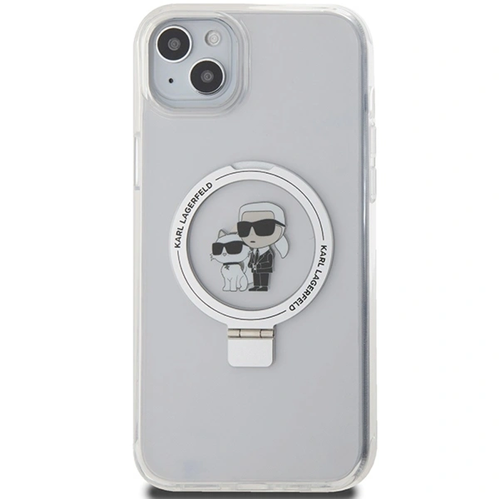 Karl Lagerfeld KLHMP15MHMRSKCH Apple iPhone 15 Plus / 14 Plus hardcase Ring Stand Karl&Choupettte MagSafe white