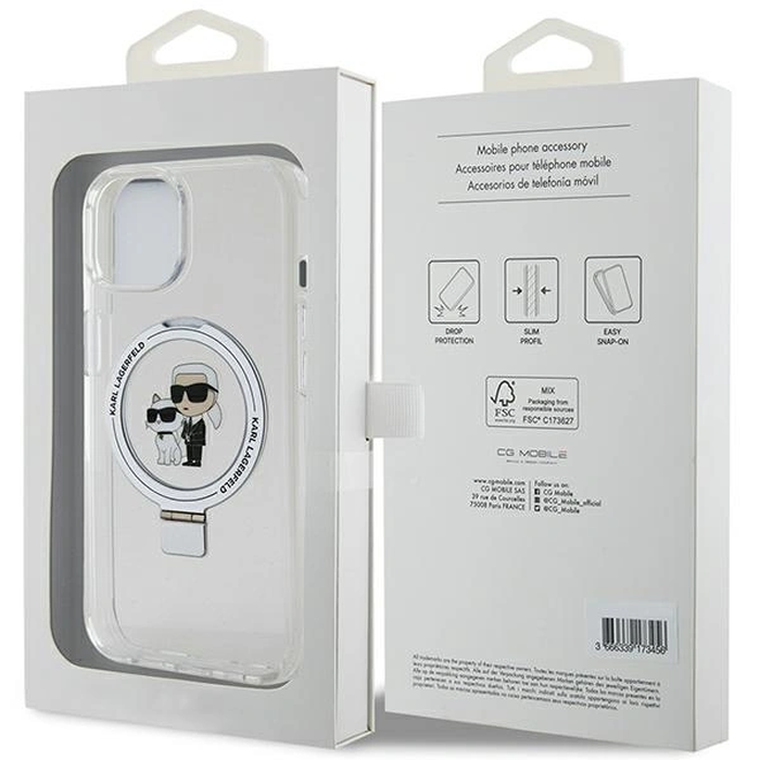 Karl Lagerfeld KLHMP15MHMRSKCH Apple iPhone 15 Plus / 14 Plus hardcase Ring Stand Karl&Choupettte MagSafe white