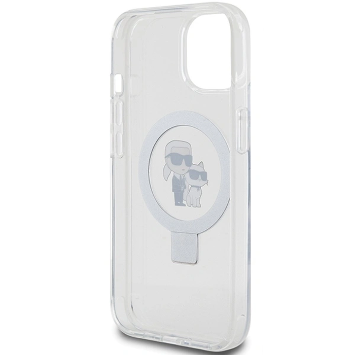 Karl Lagerfeld KLHMP15SHMRSKCH Apple iPhone 15 / 14 / 13 hardcase Ring Stand Karl&Choupettte MagSafe white