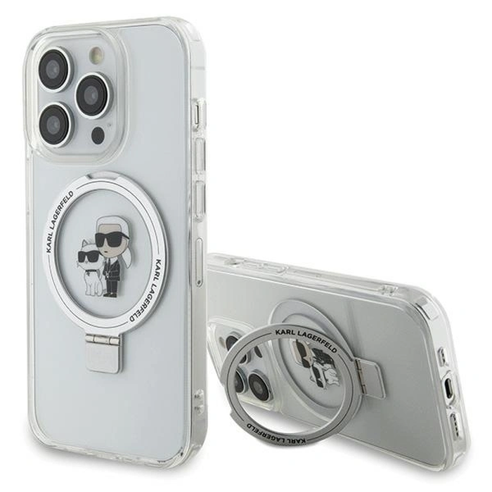 Karl Lagerfeld KLHMP15XHMRSKCH Apple iPhone 15 Pro Max hardcase Ring Stand Karl&Choupettte MagSafe white