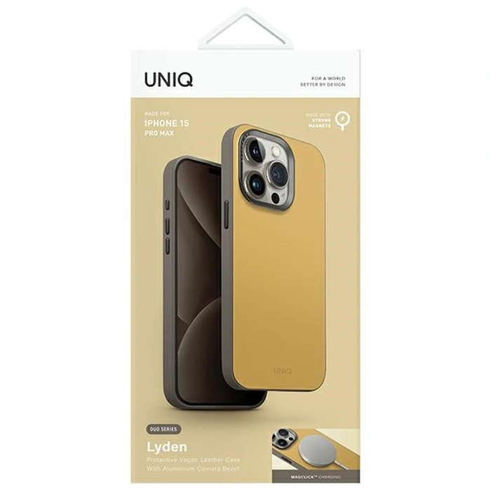 UNIQ Lyden DS Apple iPhone 15 Pro Max Magclick Charging canary yellow-flint grey