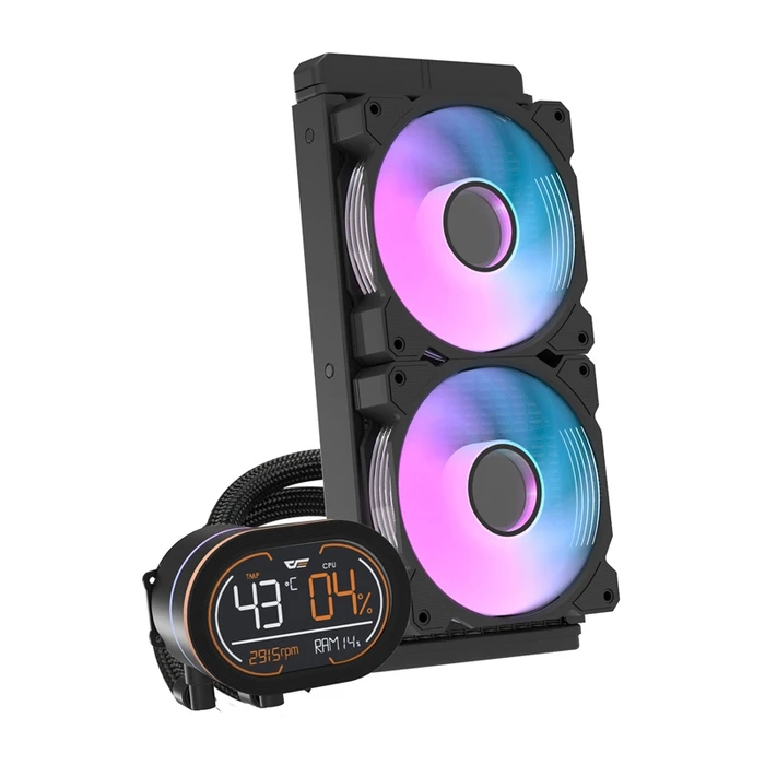 Darkflash DH240D v2 AIO CPU Liquid Cooler 240mm with 2x120mm ARGB Fans (DH240D BLACK v2)