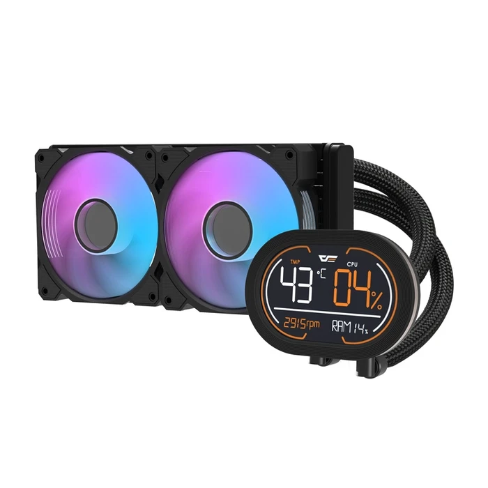 Darkflash DH240D v2 AIO CPU Liquid Cooler 240mm with 2x120mm ARGB Fans (DH240D BLACK v2)