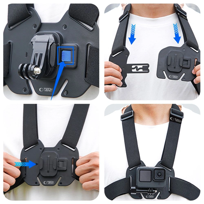 Tech-Protect GA100 Chest Mount GOPRO / DJI Black