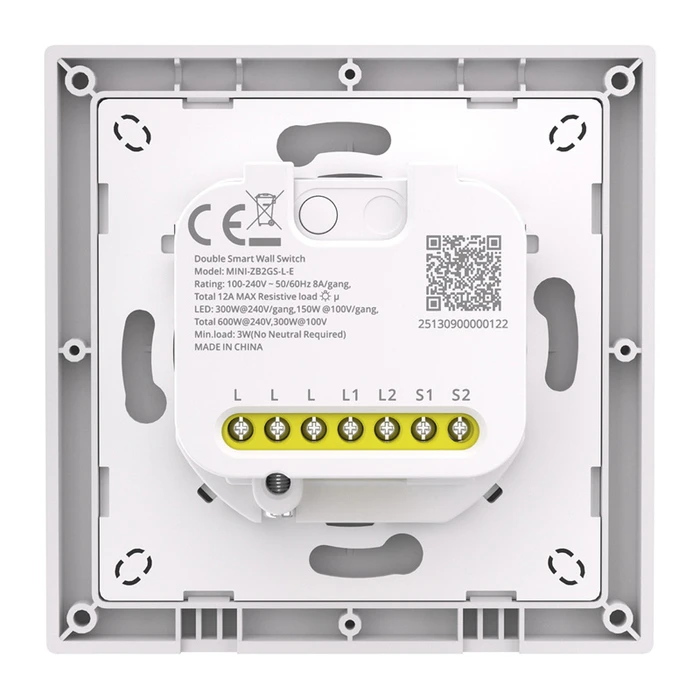 Sonoff MINI-ZB2GSL-E Recessed Single Touch Wall Switch with Aller‑Retour Frame — Ecru