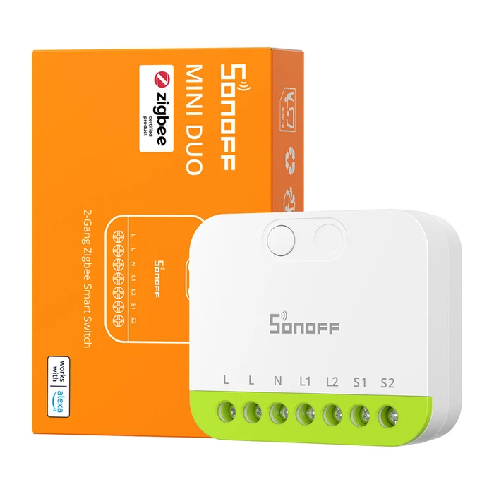 Sonoff MINI Duo 2 Smart Switch Dimmer 2-Channel Wi‑Fi & ZigBee 16A (with Neutral)