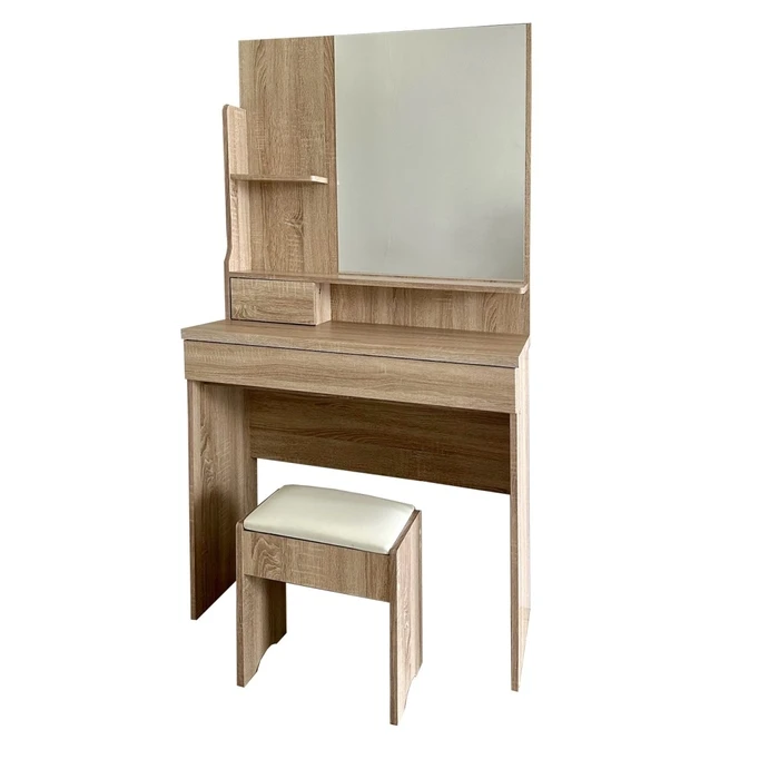 Velco Pro Systems Bedroom Vanity Dressing Table with Stool 80x40x155cm Maple (Sfendamos)