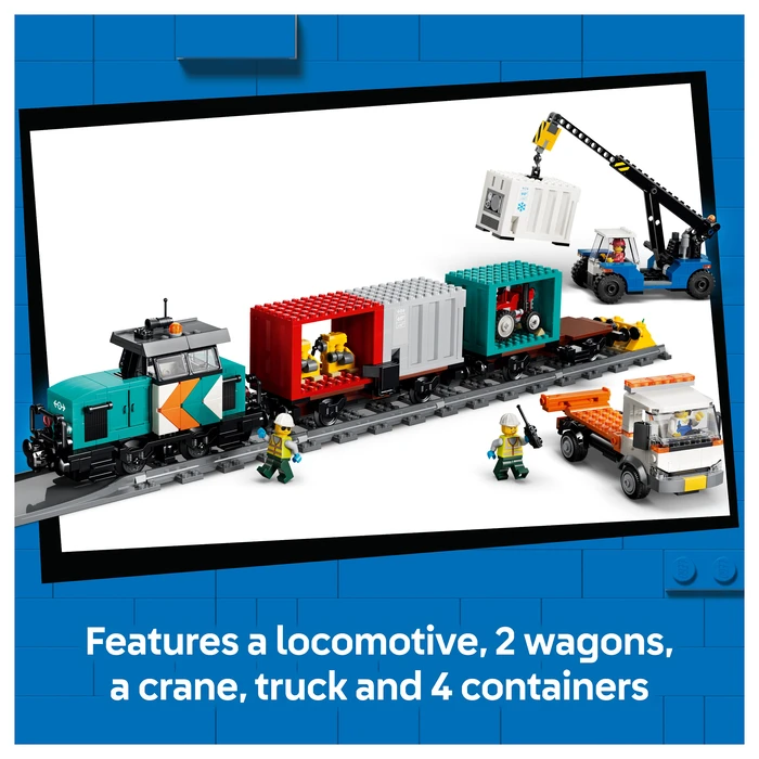 LEGO City Λιμενικό Φορτηγό Τρένο με Γερανό & Φορτηγό, 7+ ετών, 803 τεμάχια (60509)