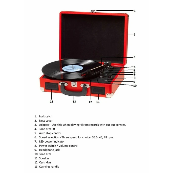Πικ απ Denver Electronics VPL120 Κόκκινο