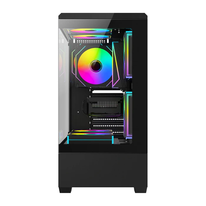 Darkflash C365 Gaming Midi Tower Κουτί Υπολογιστή με Πλαϊνό Παράθυρο και RGB Φωτισμό Μαύρο + 5 Fans