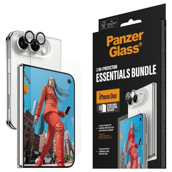 PanzerGlass Essentials 2-σε-1 γυαλί οθόνης + προστατευτικό φακού για iPhone Duo