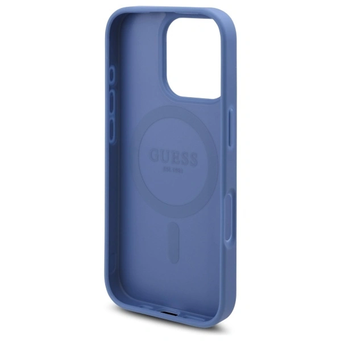 Guess GUHMP16LP4ROPEMCB Apple iPhone 16 Pro hardcase 4G Flowers Print MagSafe blue