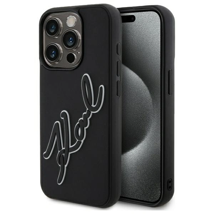 Karl Lagerfeld KLHCP15X3DRKSDLK Apple iPhone 15 Pro Max hardcase 3D Rubber Signature black