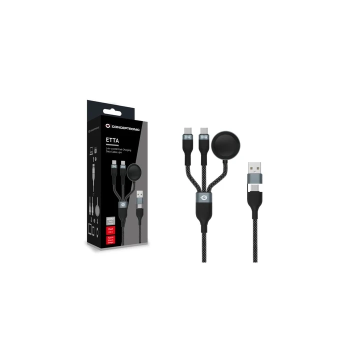 CONCEPTRONIC Καλώδιο USB-C/-A2.0->USB-C/AWC/PD 480Mbps 1,50m Μαύρο (ETTA08B15)