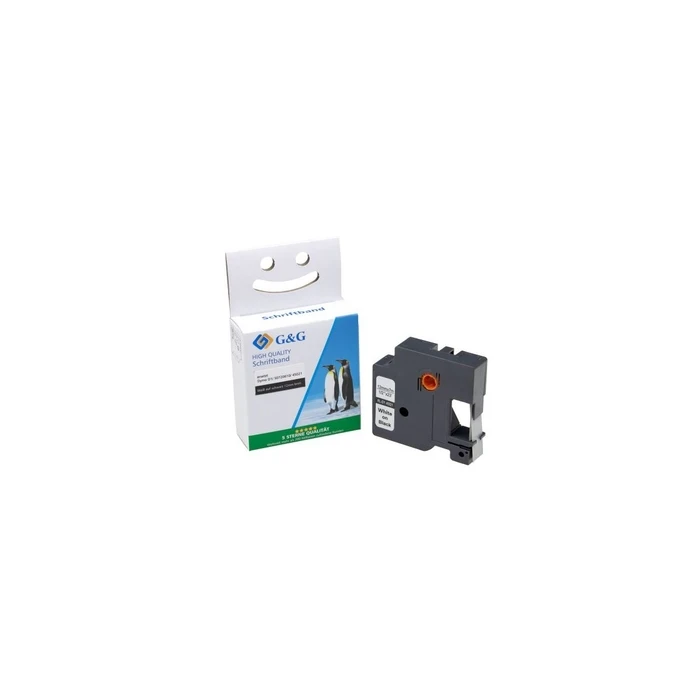 G&G Label Tape compatible with DYMO D1 / S0720610 / 45021 - 12 mm x 7 m, White on Black, Self-adhesive