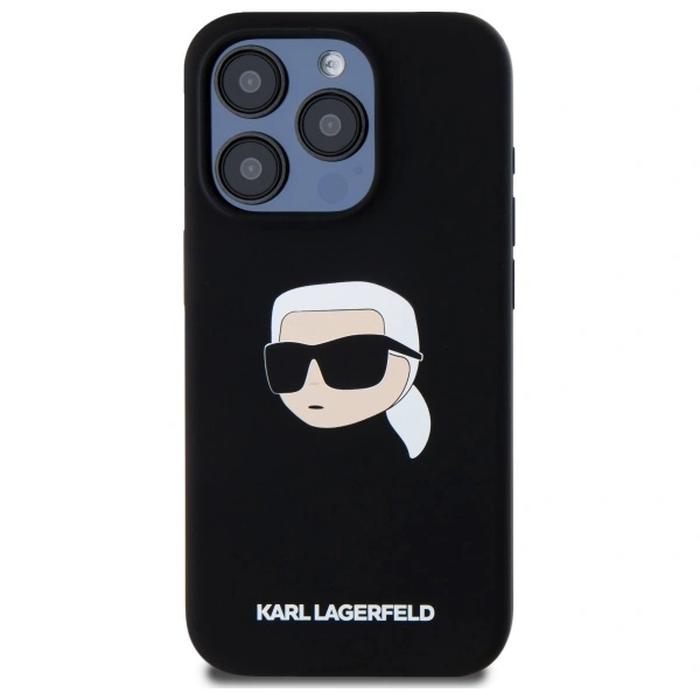 Karl Lagerfeld KLHMP15LSKHPPLK Apple iPhone 15 Pro hardcase Silicone Karl Head Print MagSafe black