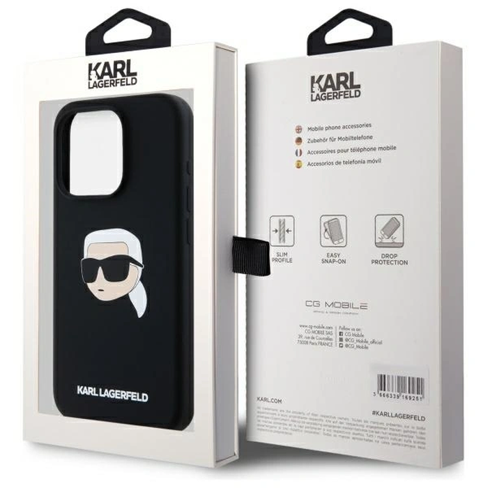 Karl Lagerfeld KLHMP15LSKHPPLK Apple iPhone 15 Pro hardcase Silicone Karl Head Print MagSafe black