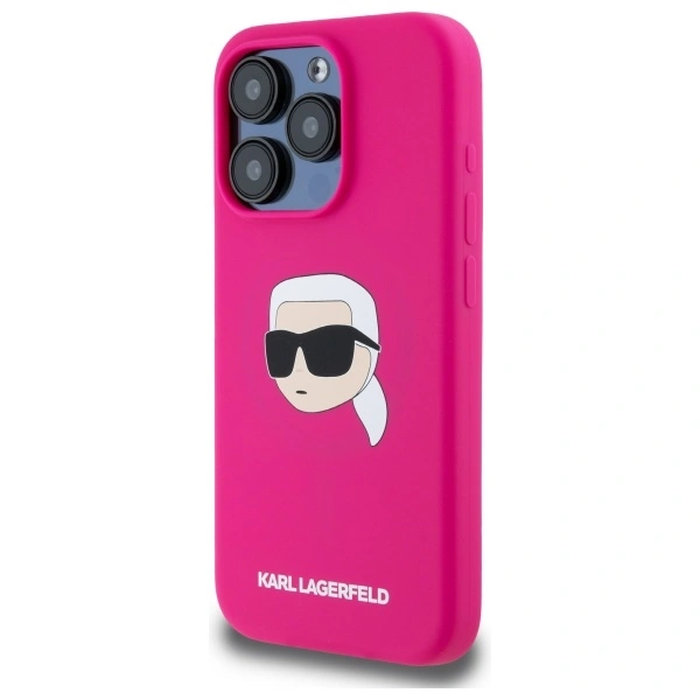 Karl Lagerfeld KLHMP15XSKHPPLF Apple iPhone 15 Pro Max hardcase Silicone Karl Head Print MagSafe fuschia