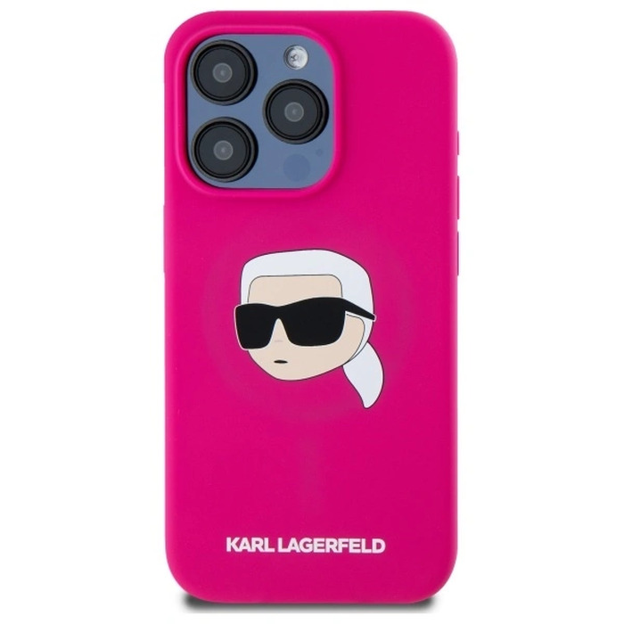Karl Lagerfeld KLHMP15XSKHPPLF Apple iPhone 15 Pro Max hardcase Silicone Karl Head Print MagSafe fuschia