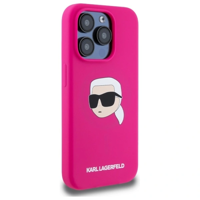 Karl Lagerfeld KLHMP15XSKHPPLF Apple iPhone 15 Pro Max hardcase Silicone Karl Head Print MagSafe fuschia