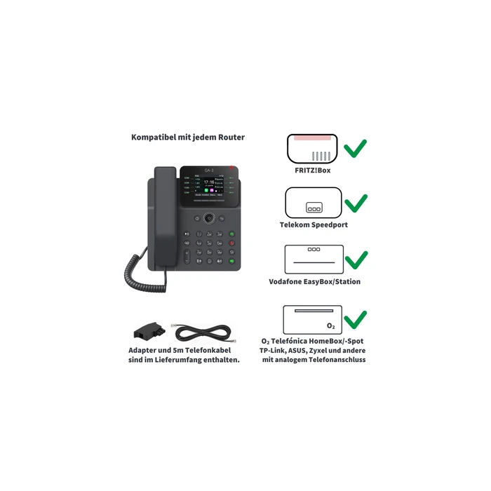 GEQUDIO GA-3 Corded Landline Telephone with Answering Machine
