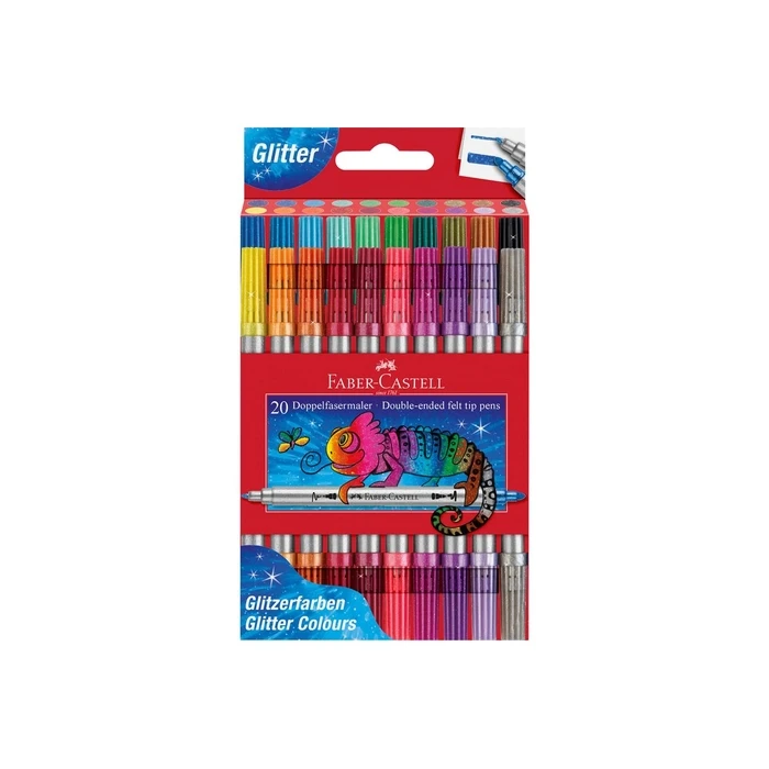 FABER-CASTELL Doppelfasermaler Glitzer 20τεμ. - Διπλής Άκρης Glitter Μαρκέρ σε Θήκη