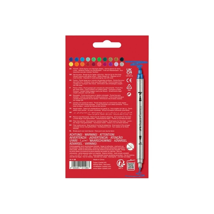 FABER-CASTELL Doppelfasermaler Glitzer 20τεμ. - Διπλής Άκρης Glitter Μαρκέρ σε Θήκη
