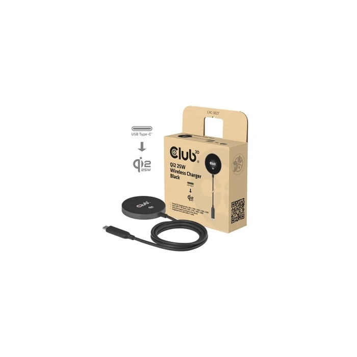 Club3D Qi2 25W Wireless Charger (CAC-3027) – Black