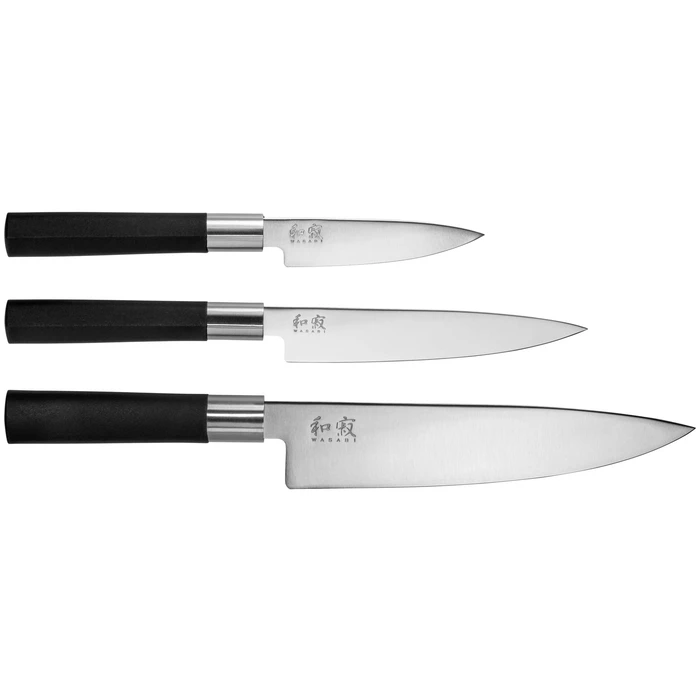 KAI Wasabi Black Stainless Steel Knife Set 67S-300 (3 pcs)
