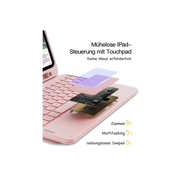 inateck N0001 Pink Bluetooth Keyboard Case for iPad 11"