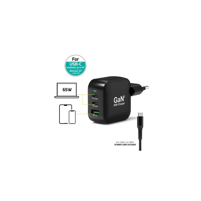 Port WALL GaN2 Charger USB-C & USB-A 65W
