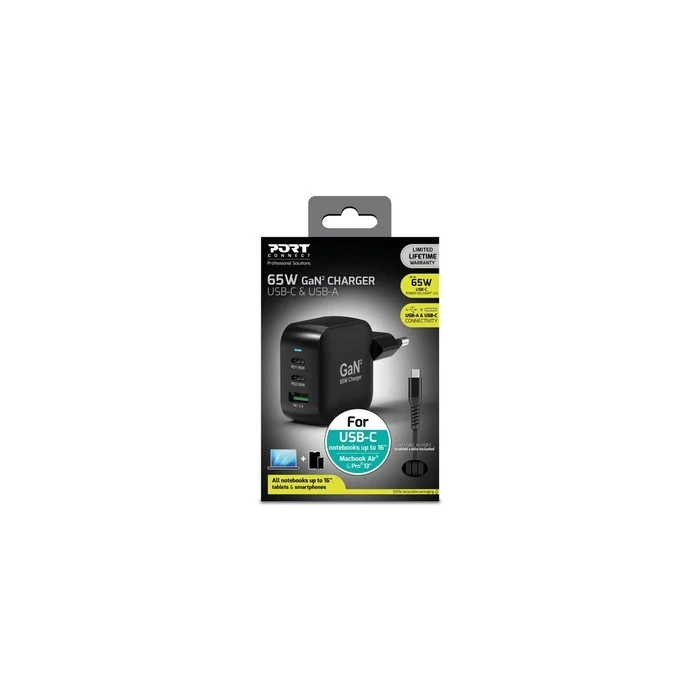 Port WALL GaN2 Charger USB-C & USB-A 65W
